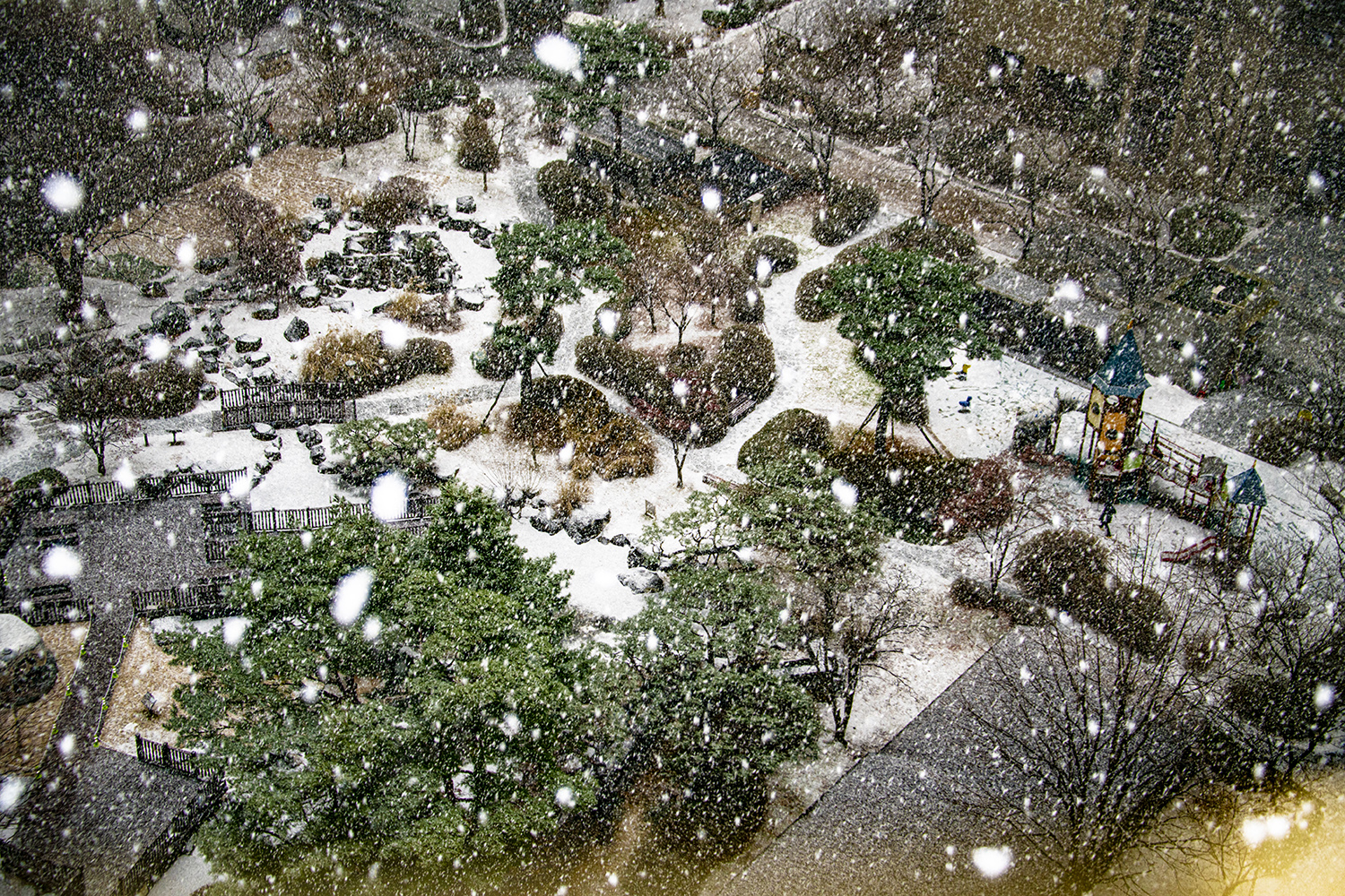 눈내리는 날의 아파트정원.jpg